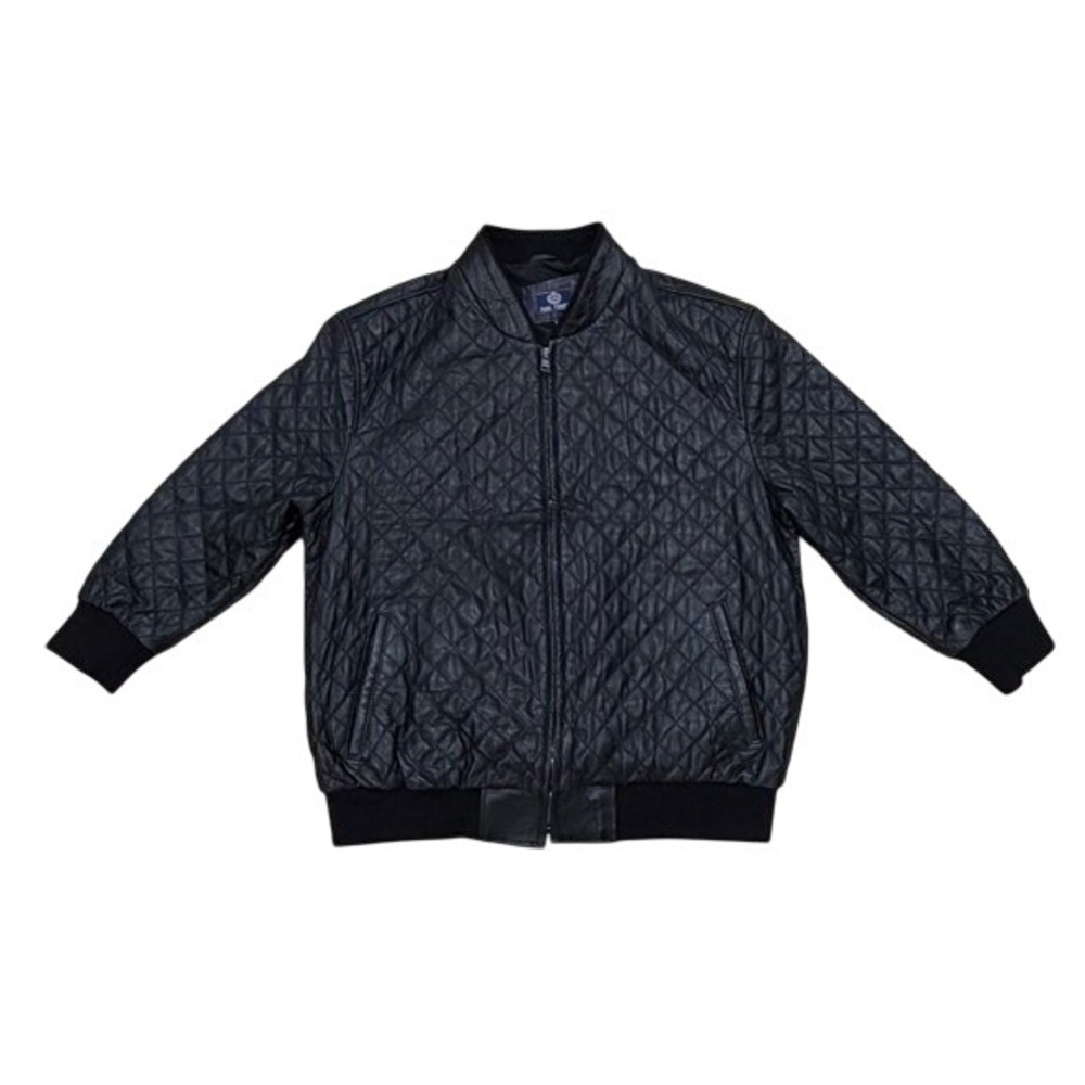 Paul Parker Leather Quilted Bomber Jacket Black Streetwear Biker Men's XXL